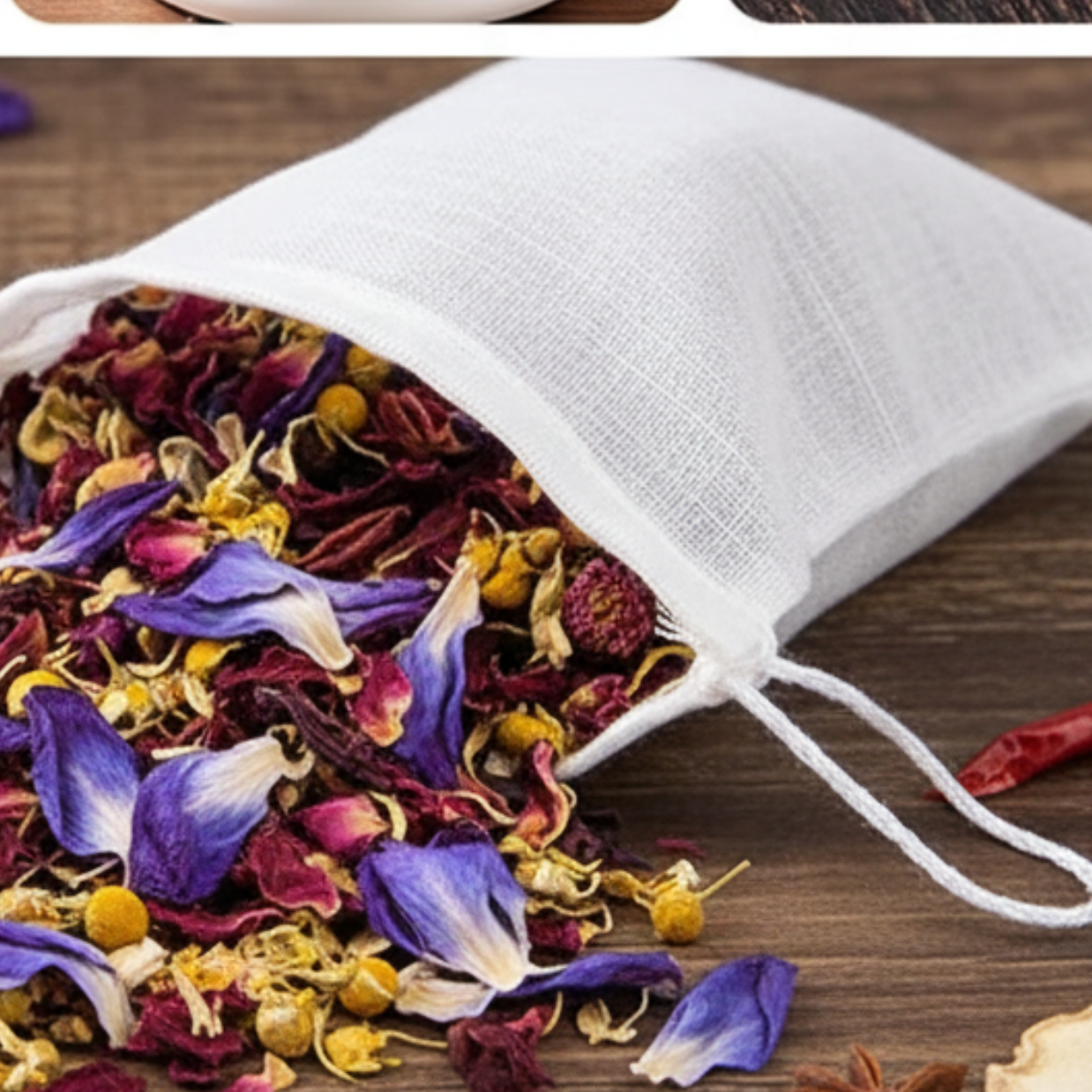 Reusable Muslin Tea Bag – 3"x5" Medium Drawstring Bag