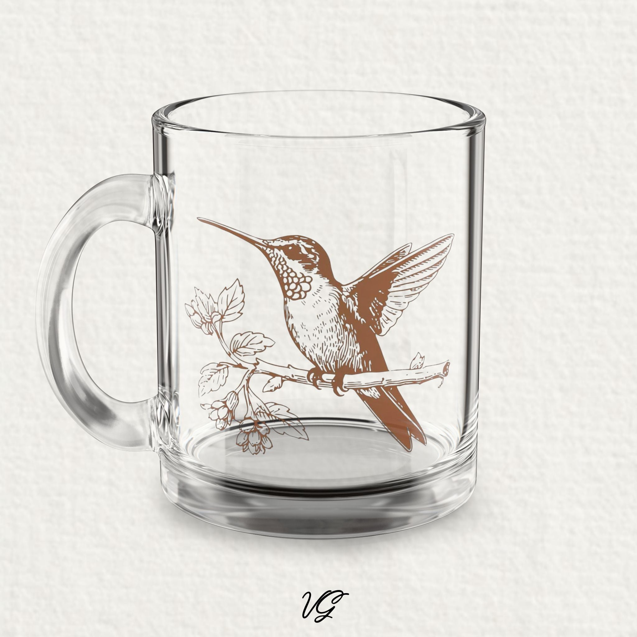 Velvet Garden Hummingbird Glass Mug 10oz