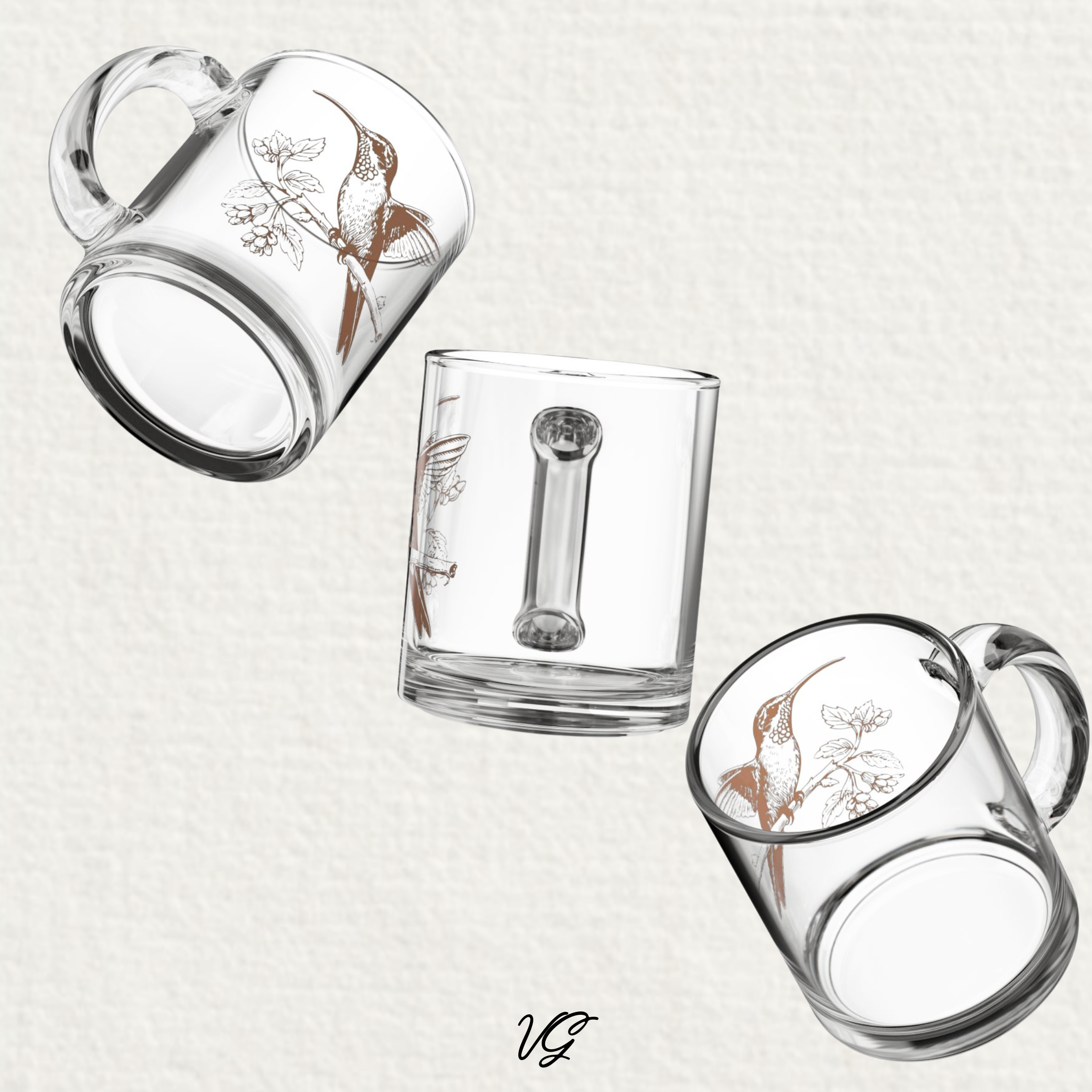 Velvet Garden Hummingbird Glass Mug 10oz