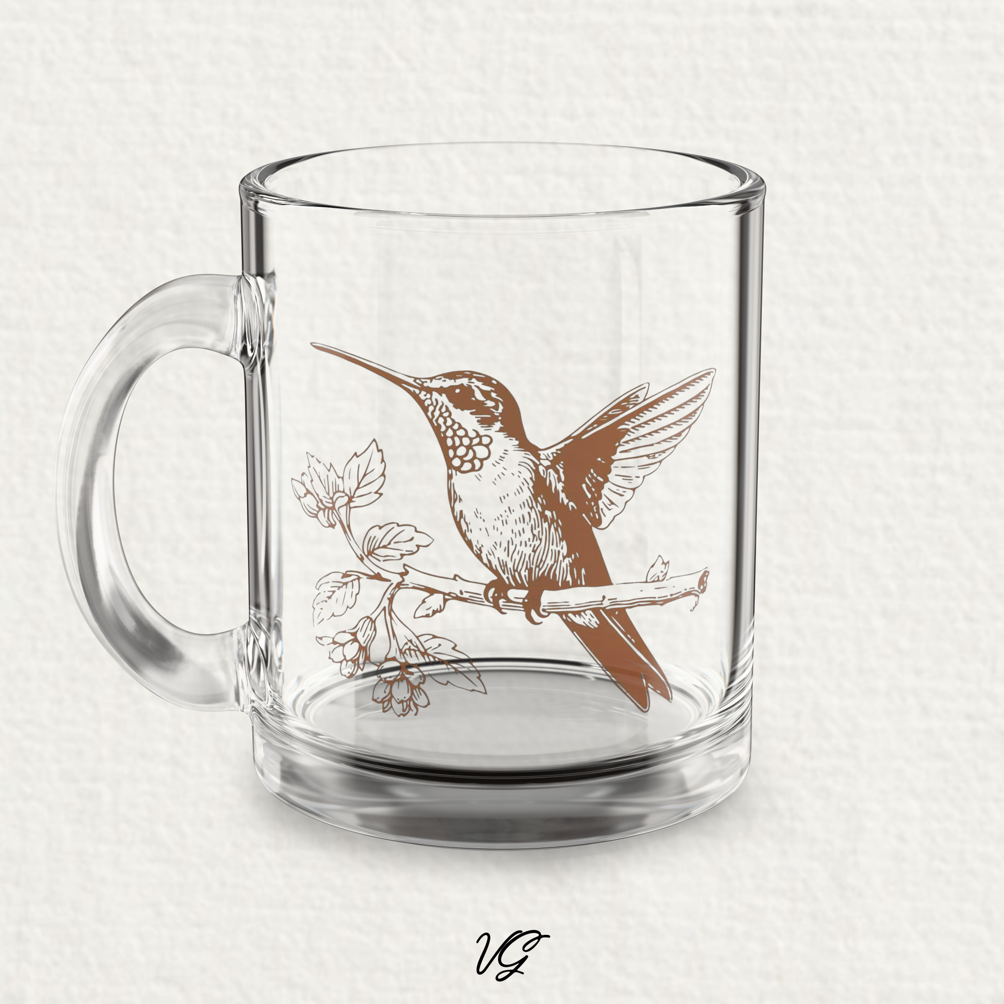 Velvet Garden Hummingbird Glass Mug 10oz